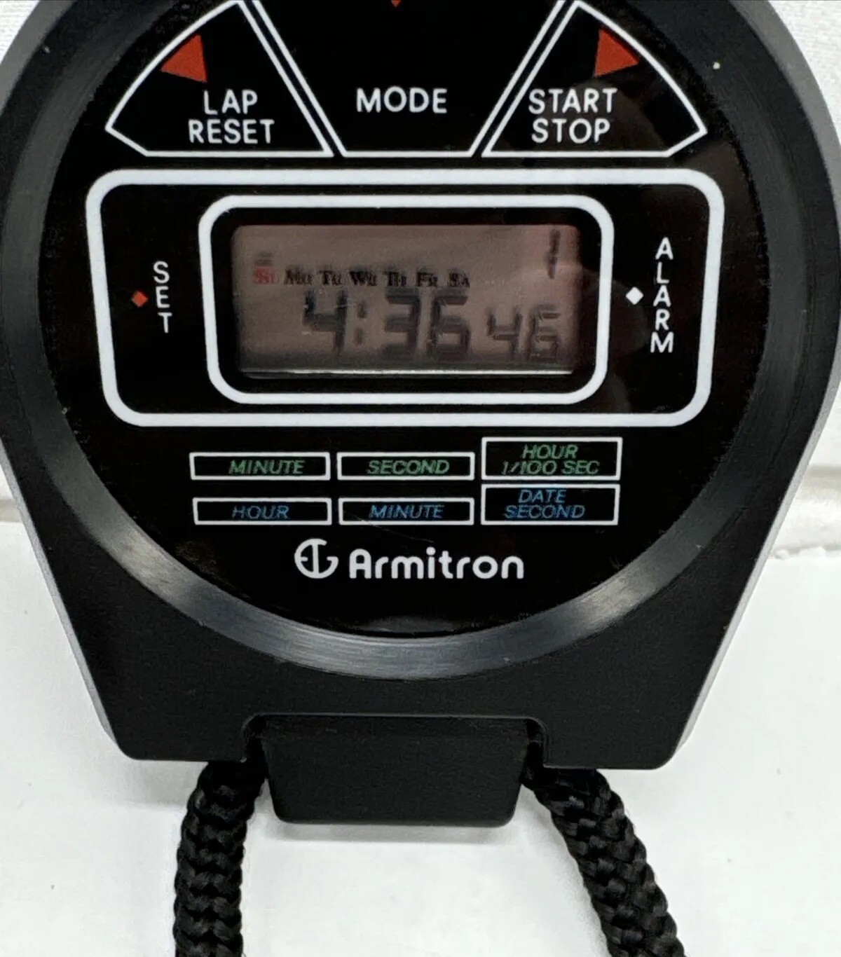 Armitron Date Lap Stopwatch Stop Watch Clock Alarm NEW BATTERY