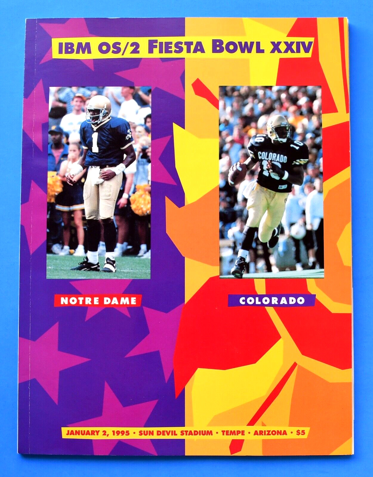 1995 Fiesta Bowl Program. Colorado Buffalos, Notre Dame Fighting Irish. Football