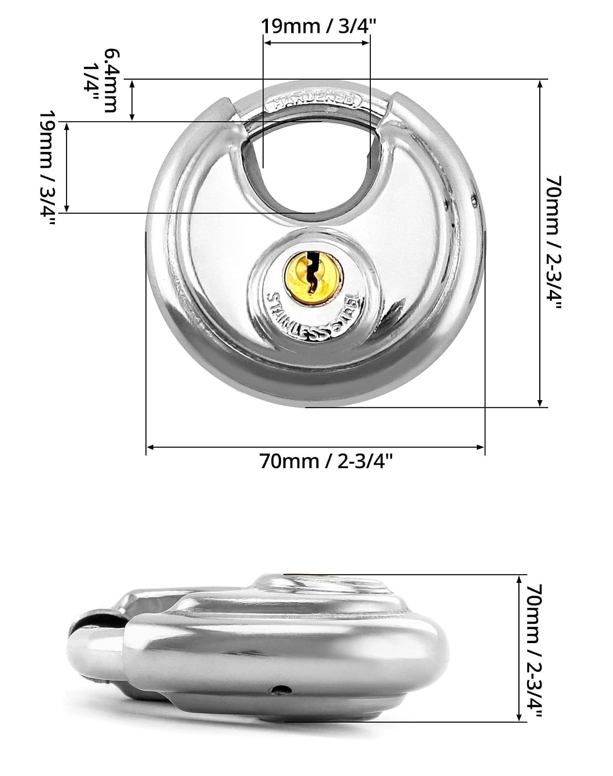 QWORK Keyed Alike Disc Padlock 8 Pack Stainless Steel Locks