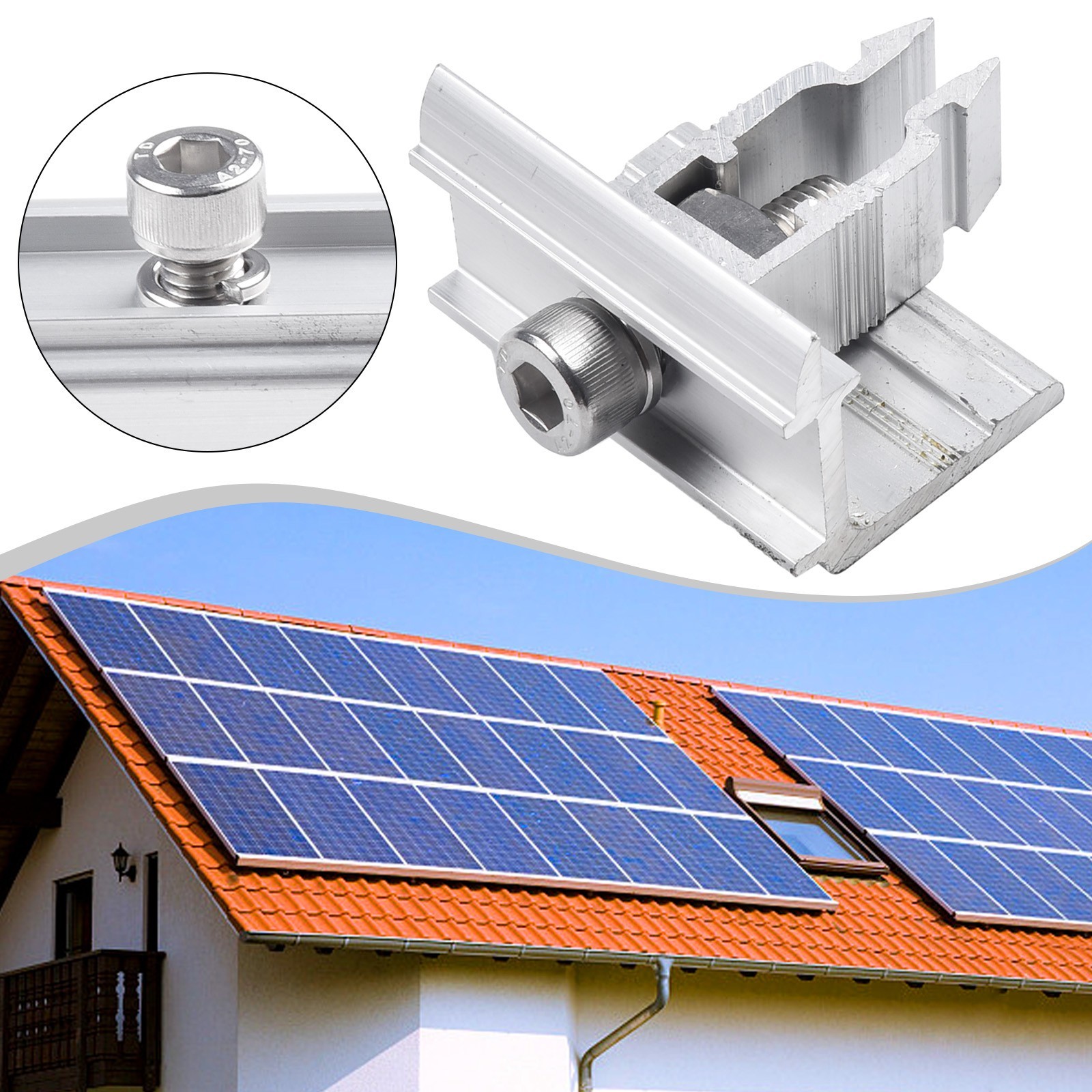 Lightweight Solar Panel End Clamp for RVs Compatible with 30 to 50mm Frames
