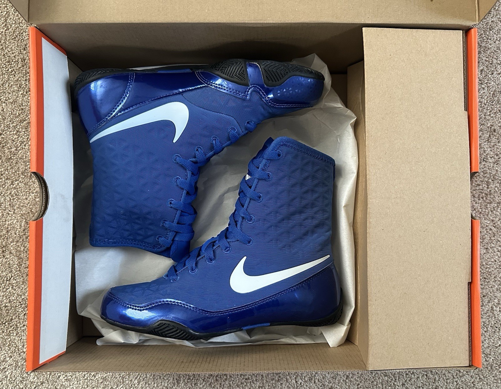 NIB Nike KO Boxing Shoes Game Royal Blue/White Size 4.5