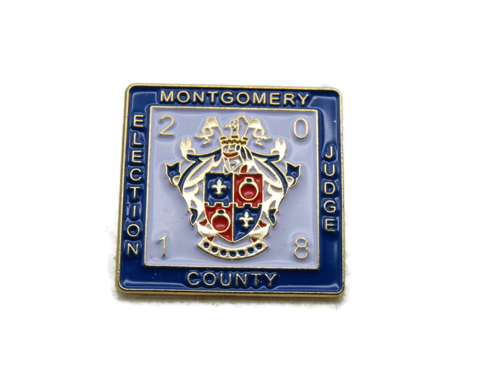 2018 Montgomery County Election Judge Lapel Pin Enamel Coat of Arms Political