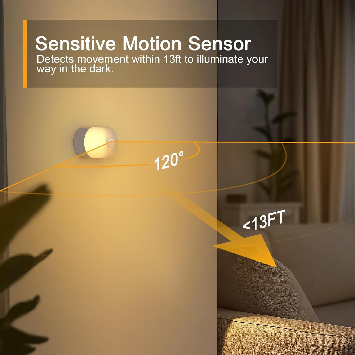 Lyridz Rechargeable Battery Night Light with Motion Sensor, Portable Mini Warm W