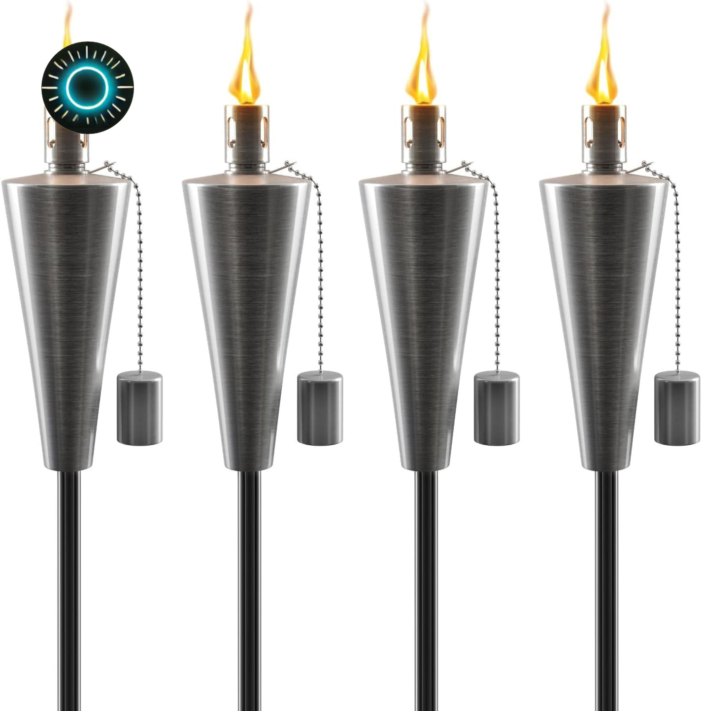 Matney Stainless Steel Tiki Torches for Outside - Outdoor Torches - Patio Gar...