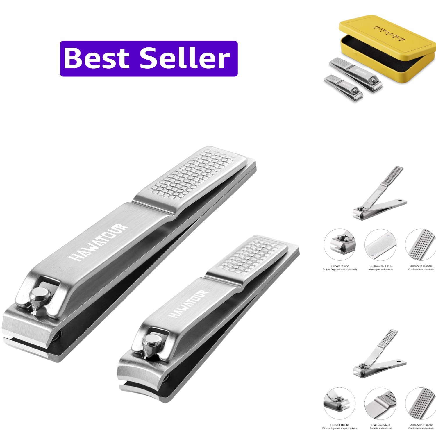 Nail Clippers Set, Ultra Sharp Sturdy Fingernail and Toenail Clipper Cutters ...