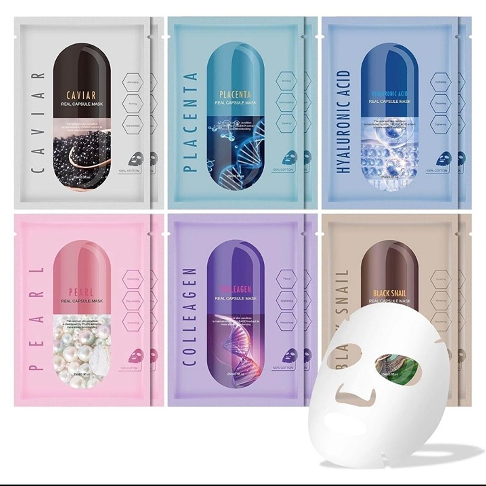 6 Varieties Face Masks Skincare Set for Women (12 Pack)