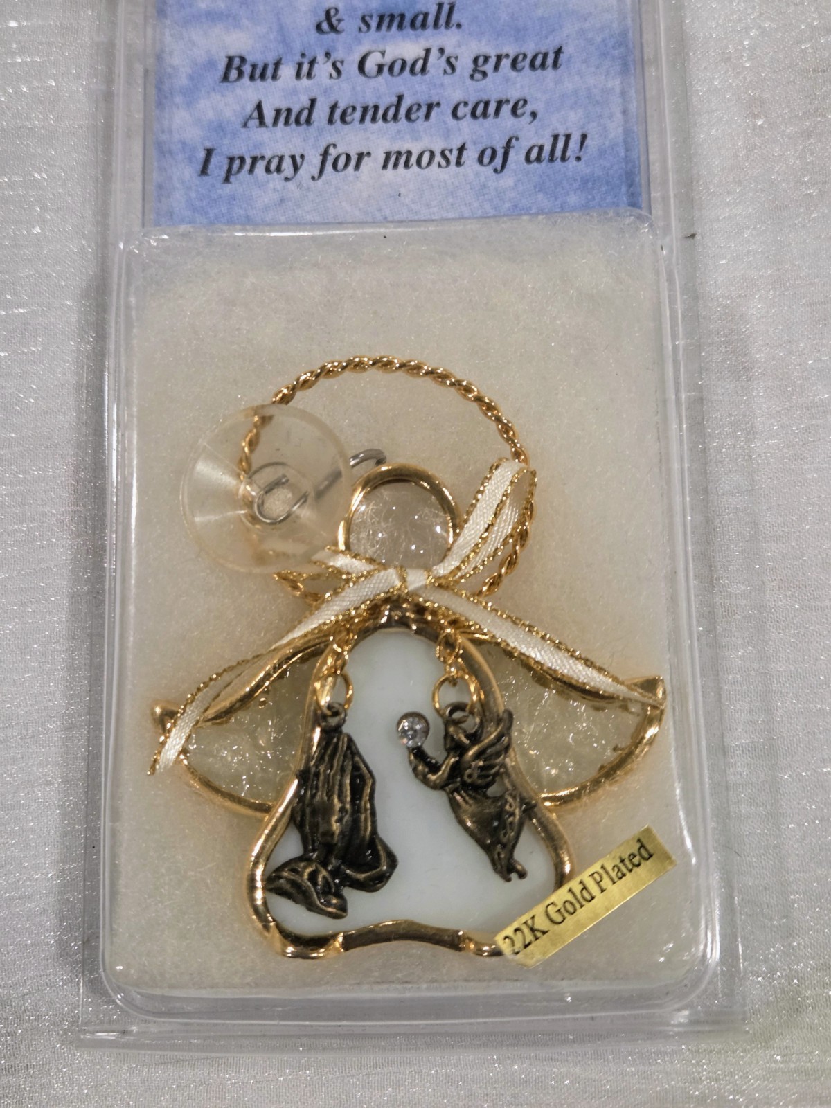 Glassical Heirlooms Angel Prayer Charmer 1998 Suncatcher Ornament 22k Gold Plate