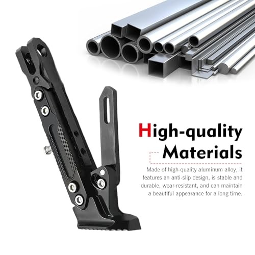 Motorcycle Kickstand, Height Adjustable CNC Alloy Side Stand with 1 PC Black