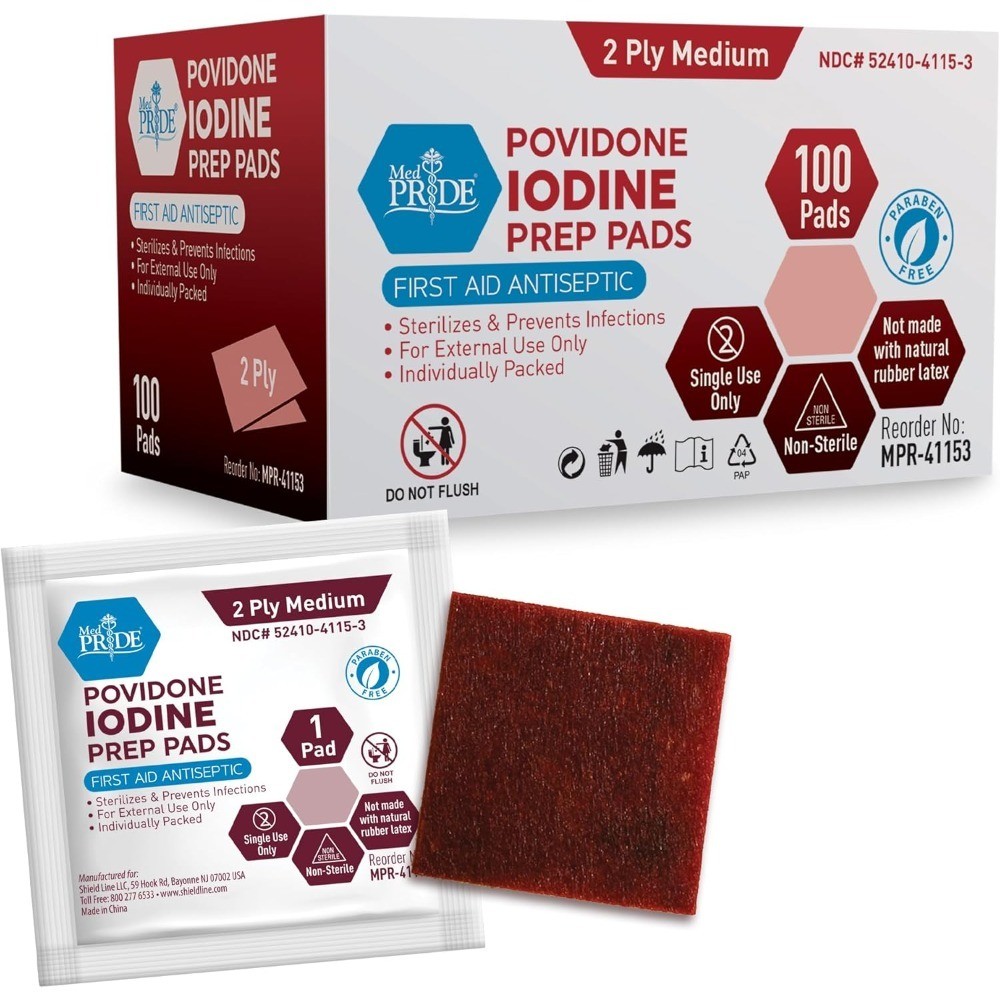 Individually Wrapped Iodine Wipes 10% Povidone Iodine Prep Pads -Free