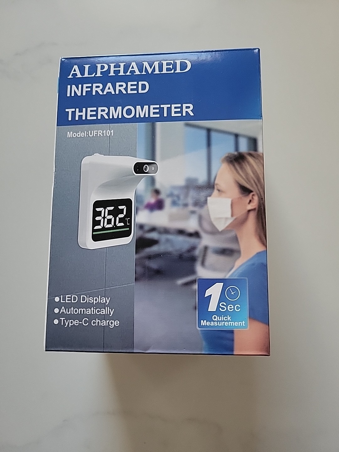 ALPHAMED Wall-Mounted No Touch Infrared Thermometer with Fever Alarm W/ Battery