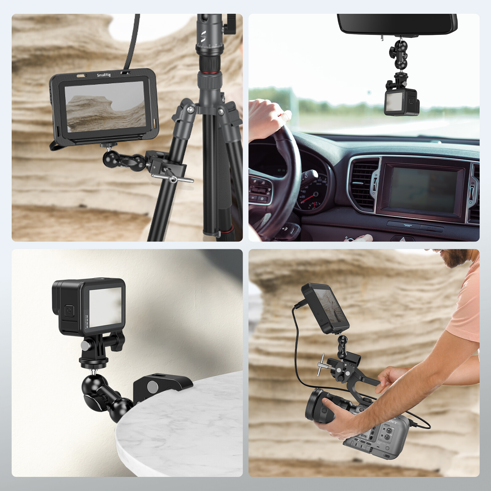 SmallRig Cool Ballhead Arm Super Camera Clamp Mount Double Ball Adapter 1138