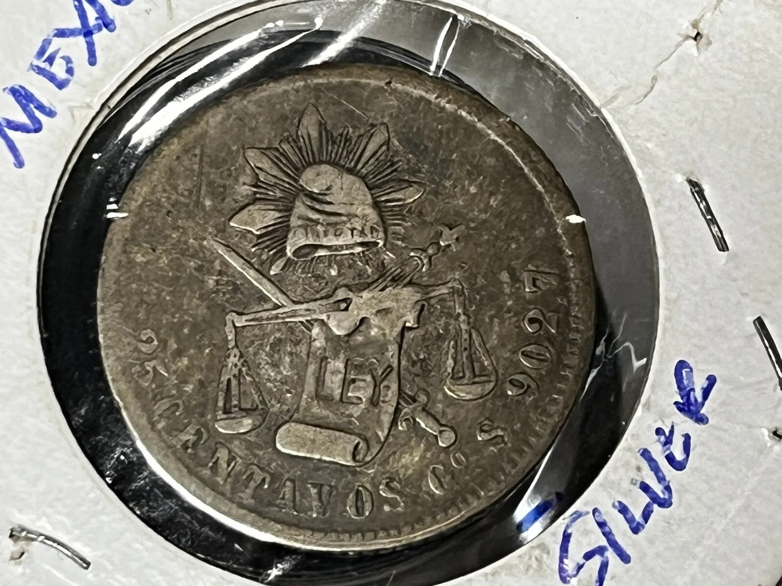 1878 Mexico Hermosillo 25 Centavo RARE DATE SILVER