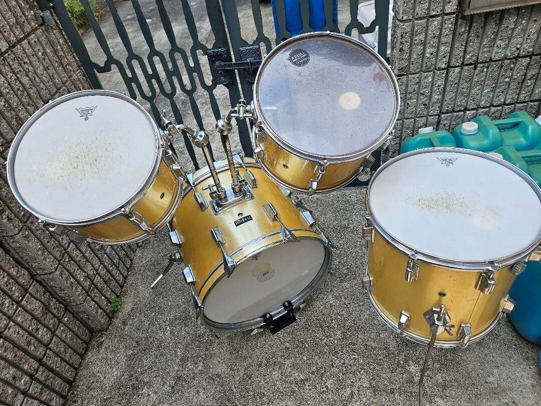 Perl PRESIDENT 70s Vintage Drum Set Pearl White Original Fiber F/S From Japan