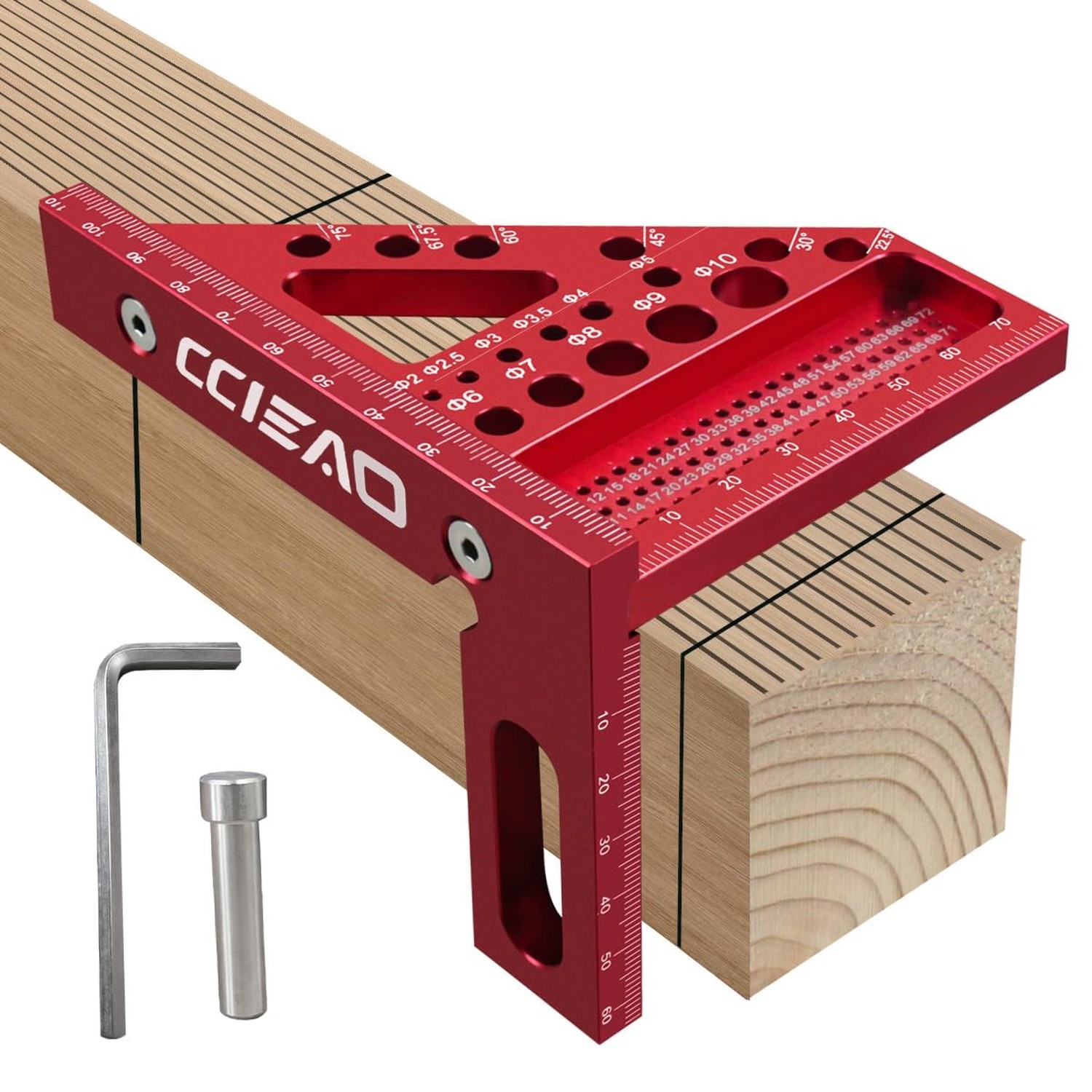 3D Multi-Angle Carpenter Square Scriber, 22.5-90 Degree Drawing Line Ruler wi...