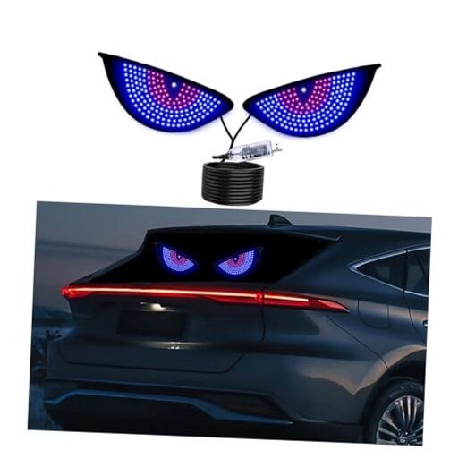 2Pcs Car Devil Eye Lights,Car Windscreen and Rear Window LED Devil Blue/Red