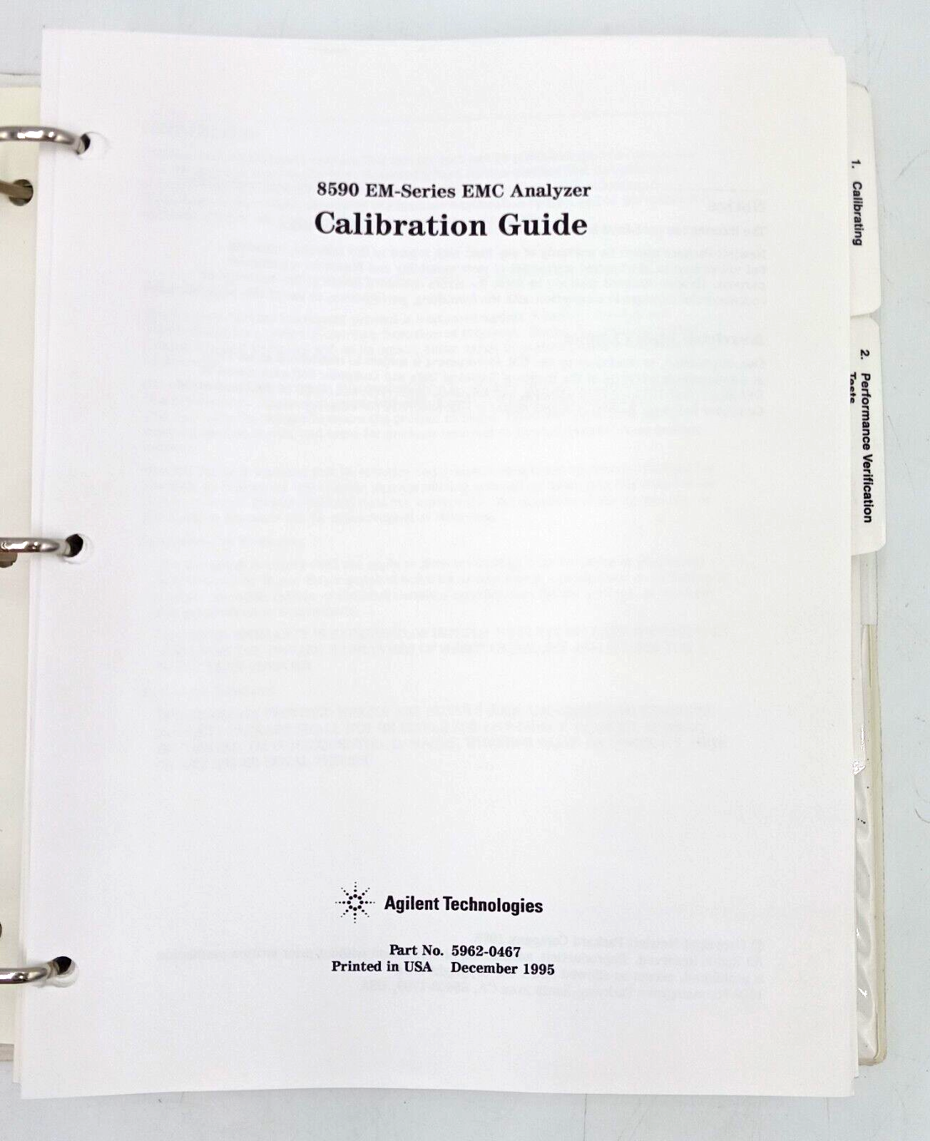 Agilent Technologies Calibration Guide 8590 EM-Series EMC Analyzer