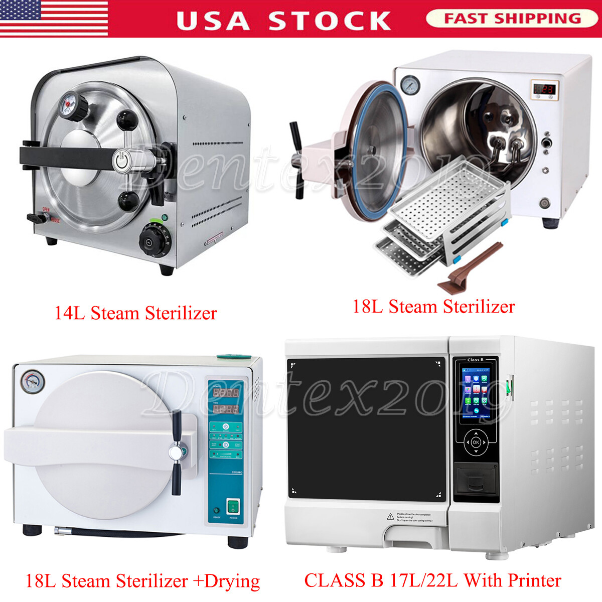 Class N/B Steam Sterilizer Medical Dental Autoclave Sterilization Drying printer