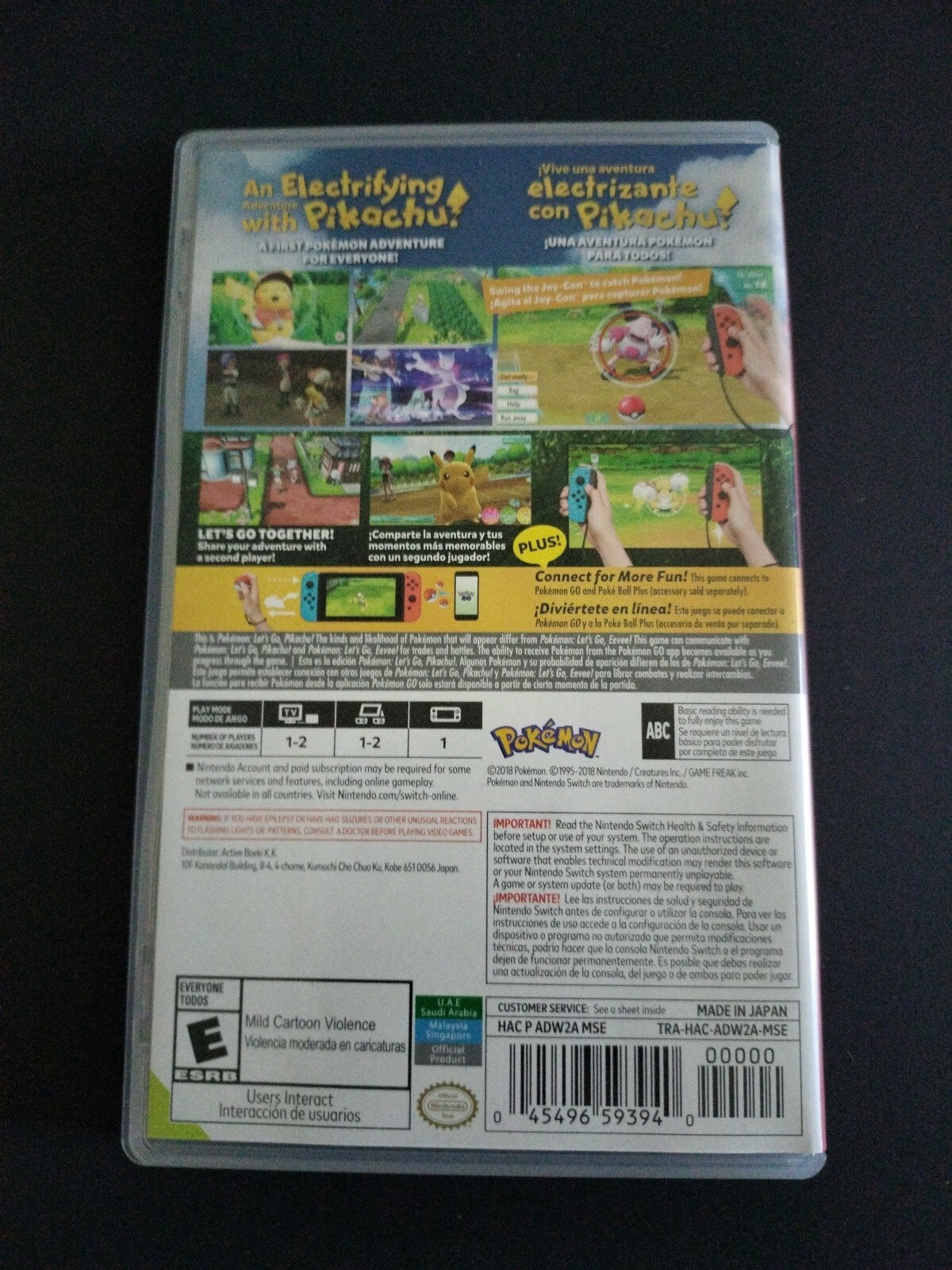 Replacement Case ONLY Pokemon Let's Go Pikachu Nintendo Switch Box UAE Version