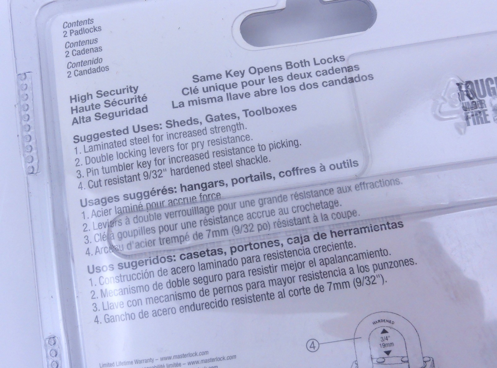 Master Lock Two Pack Padlock & Key Brand New Sealed Set 105247