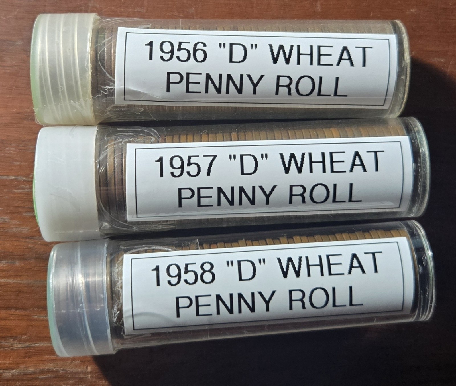 1956D, 1957D, 1958D Lot of 3 Lincoln Wheat Cent Penny Rolls FREE SHIP