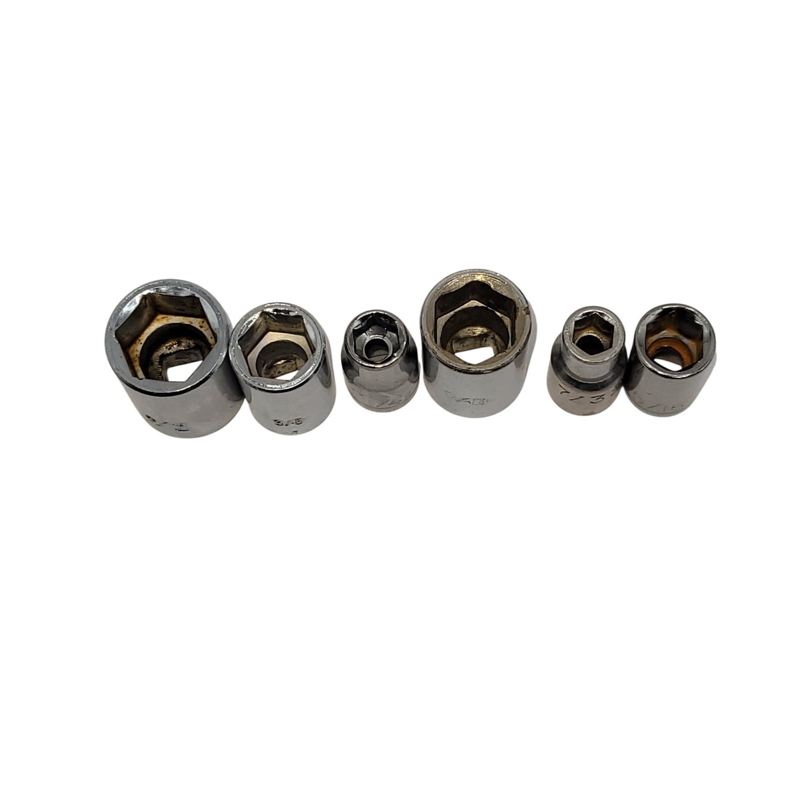 6pc 1/4" drive mixed socket lot SAE 6PT – see description for details