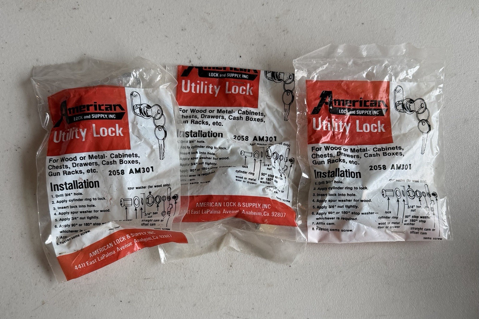 Lot Of 3! AMERICAN LOCK & SUPPLY UTILITY LOCK 2058 AM301