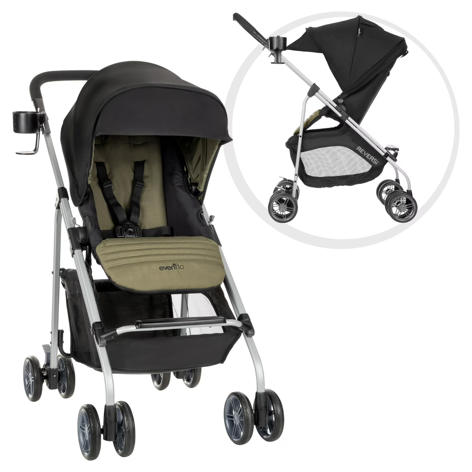Lightweight Reversible Stroller Modular Travel System One-Handed Fold Storage US