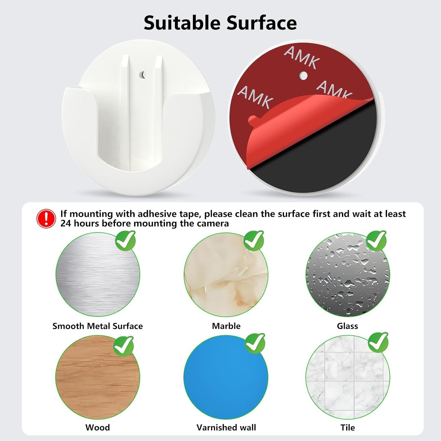 Screwless Wall Mount Bracket for Ring Indoor Cameras - Easy 2 Pack Installation