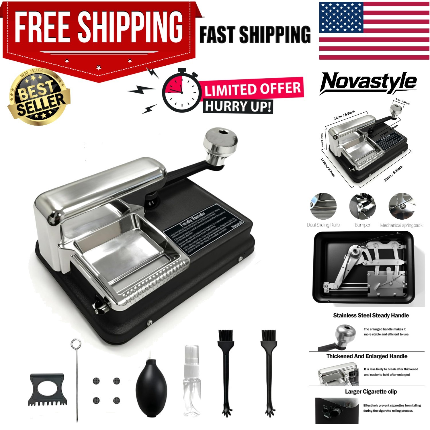 Novastyle Cigarette Rolling Machine Manual, Dual-Track Upgrade Tobacco Injector,