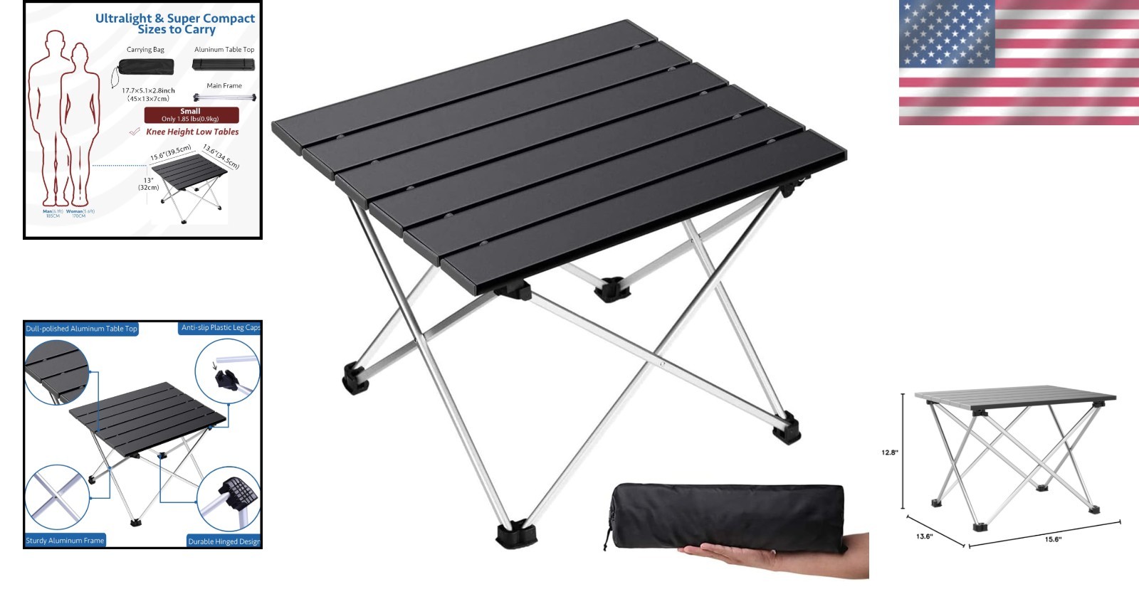 Compact Aluminum Folding Camping Table - Lightweight & Perfect for Outdoors