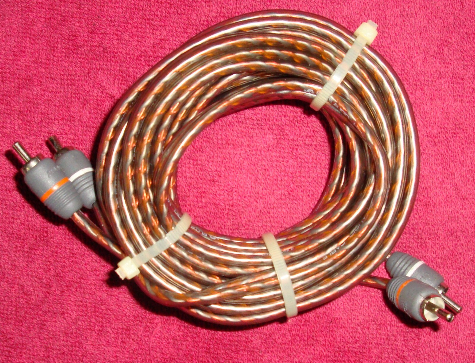 GOLD & BLACK twisted 2 Channel Pair RCA Cable- 26ft