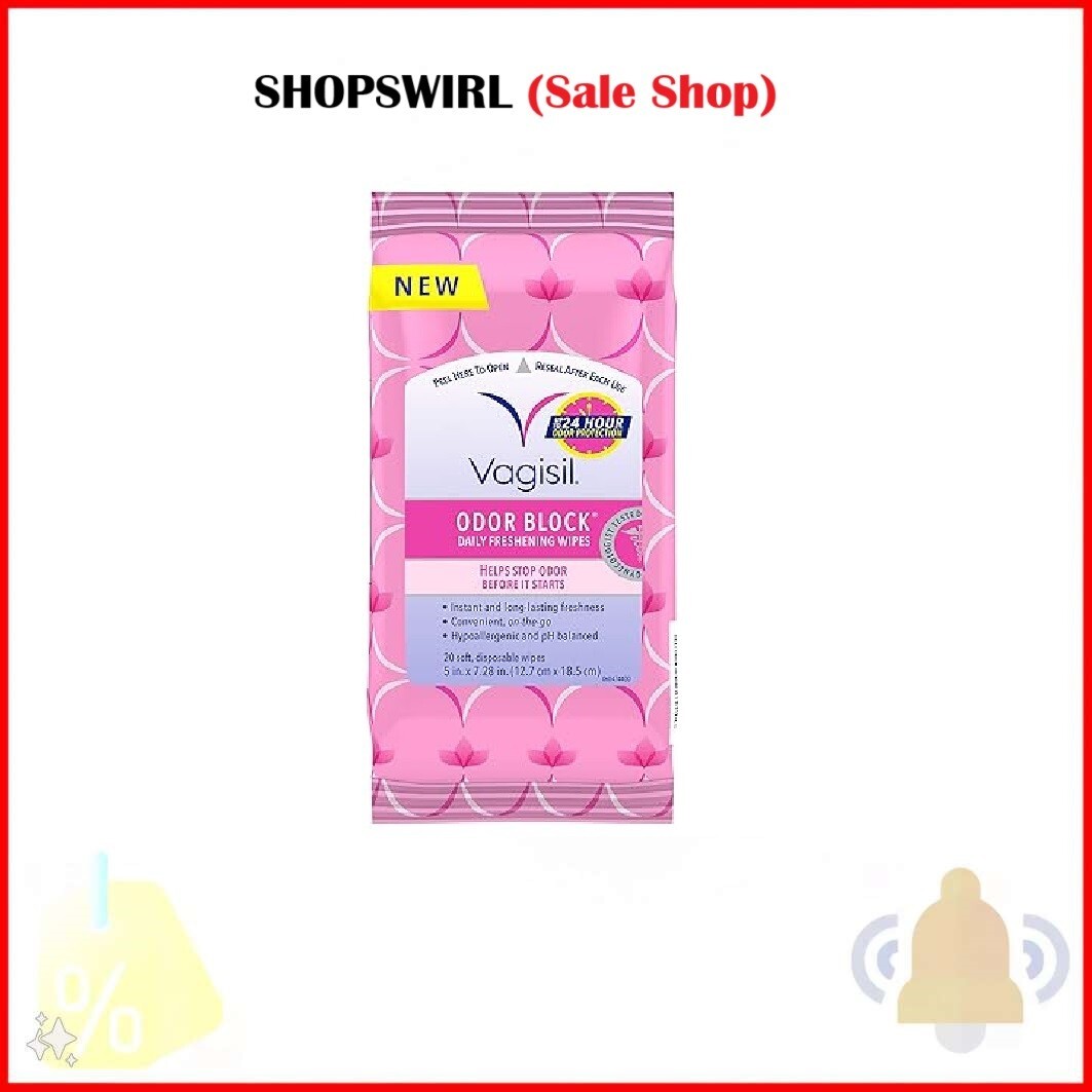 20 Wipes - Vagisil Odor Block Daily Freshening Wipes for Feminine Hygiene in Res