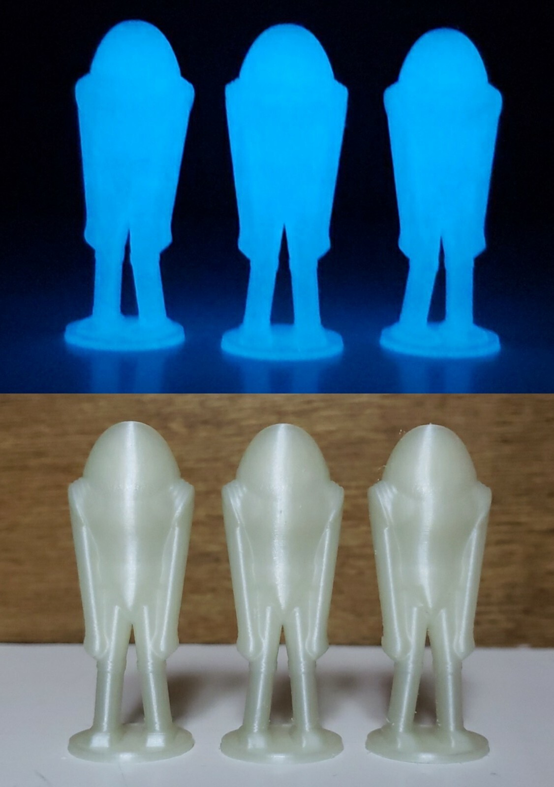 Earth Vs The Flying Saucers Alien X 3 (54mm/1:32 Scale) Blue Glow