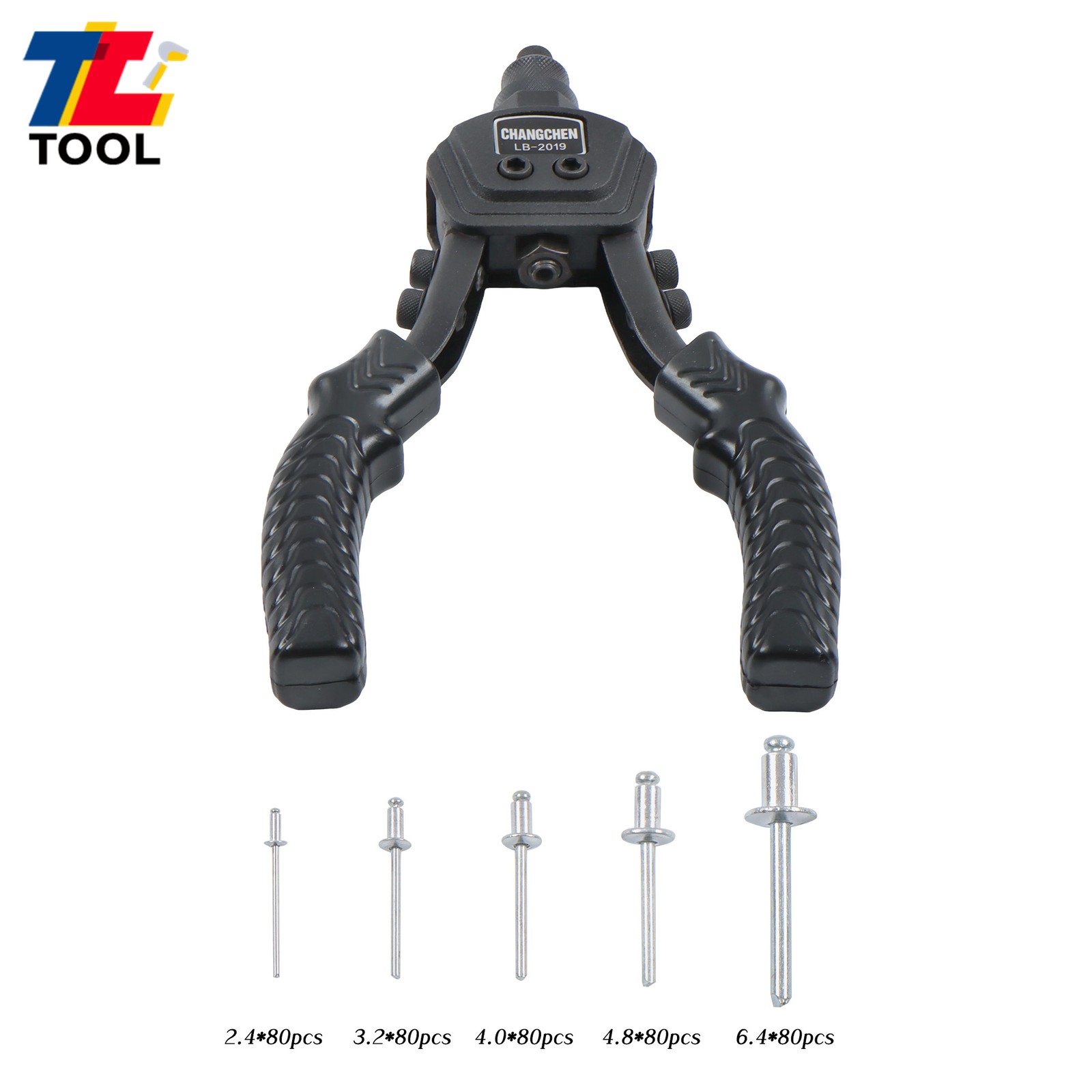 Rivet Gun Kit 9.5'', Pop Rivet Gun Tool with 400 Rivets & 5 Nosepieces for plate