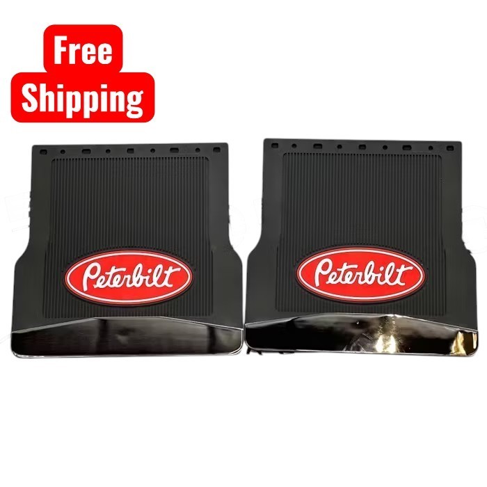 MD-P66CF Peterbilt Mudflap Black Taper with Chrome MD P66CF