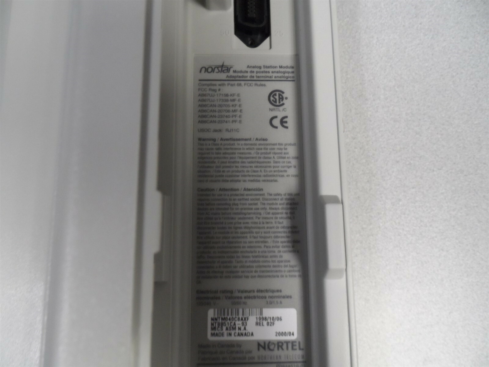 Nortel Norstar NTBB51CA M0X8A Analog Station Module