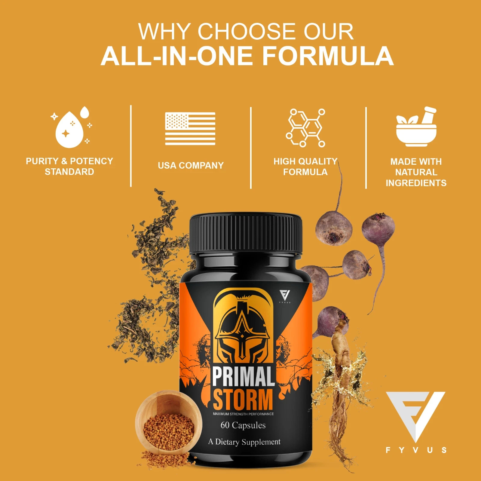 Primal Storm Performance Support, PrimalStorm Capsules (60 Capsules)