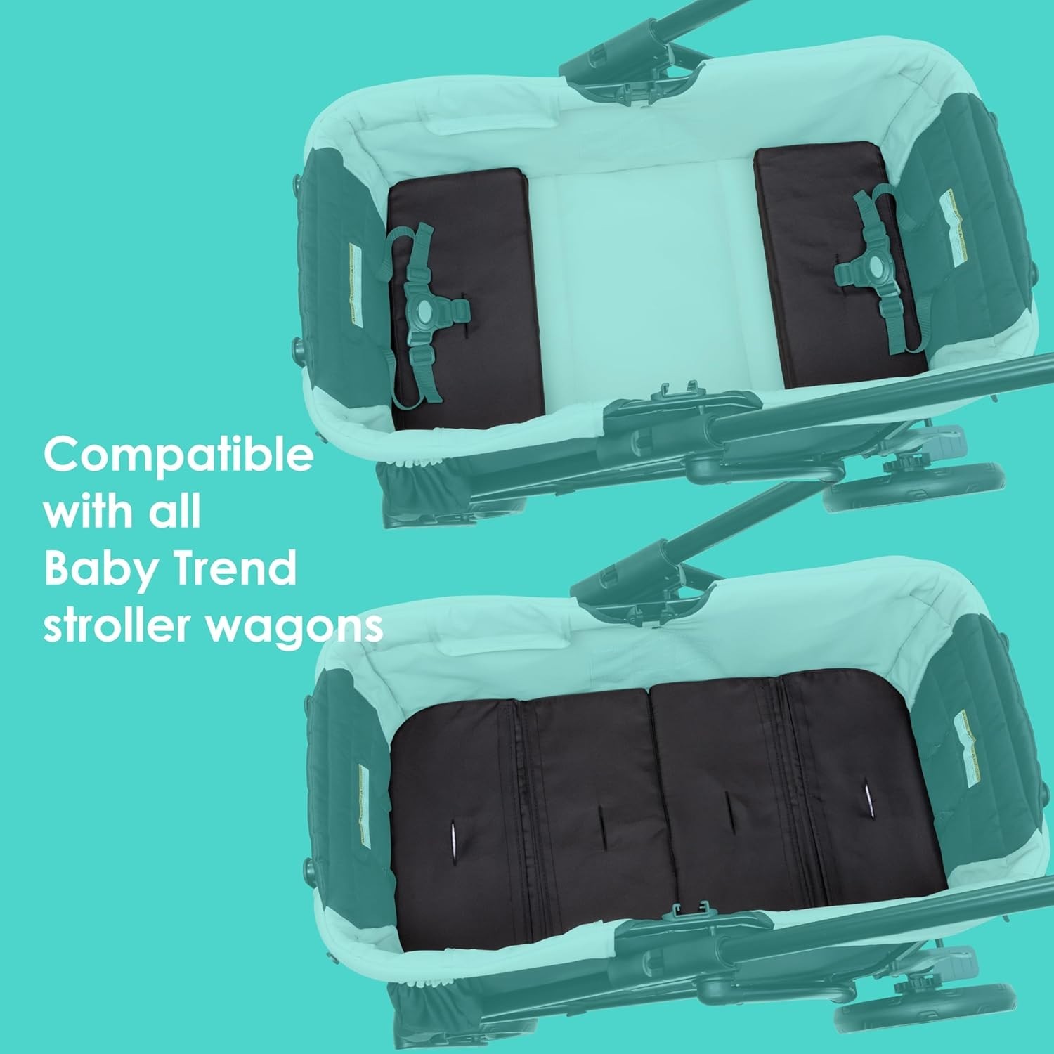 Lightweight & Durable Stroller Wagon Seat2Mat with 5-Point Harness, Black