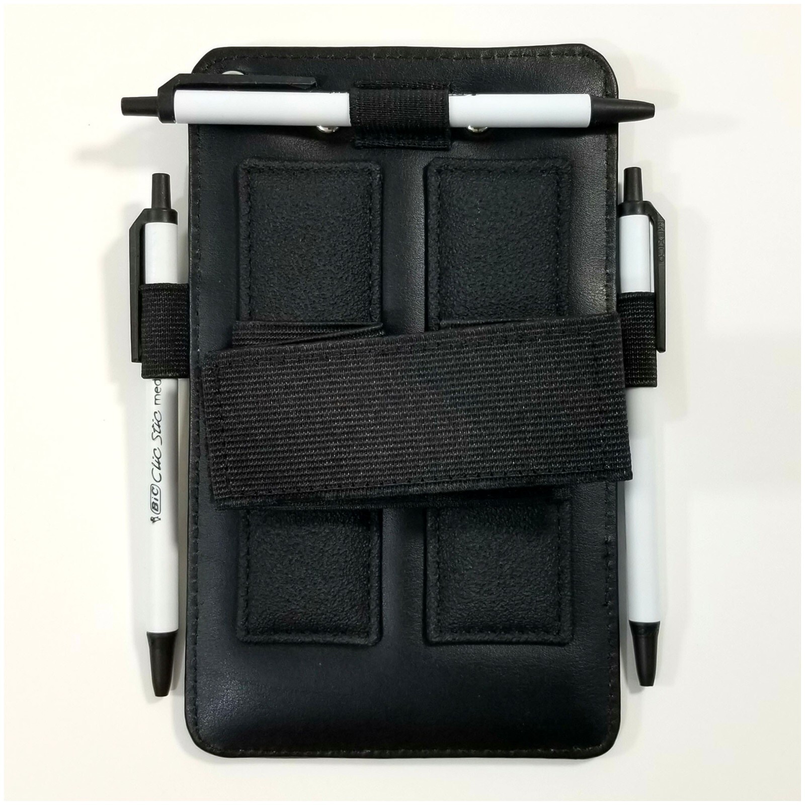 DESIGN 4 PILOTS® Compact Pilot's Kneeboard — Black Eco-Leather w/ Velcro Strap