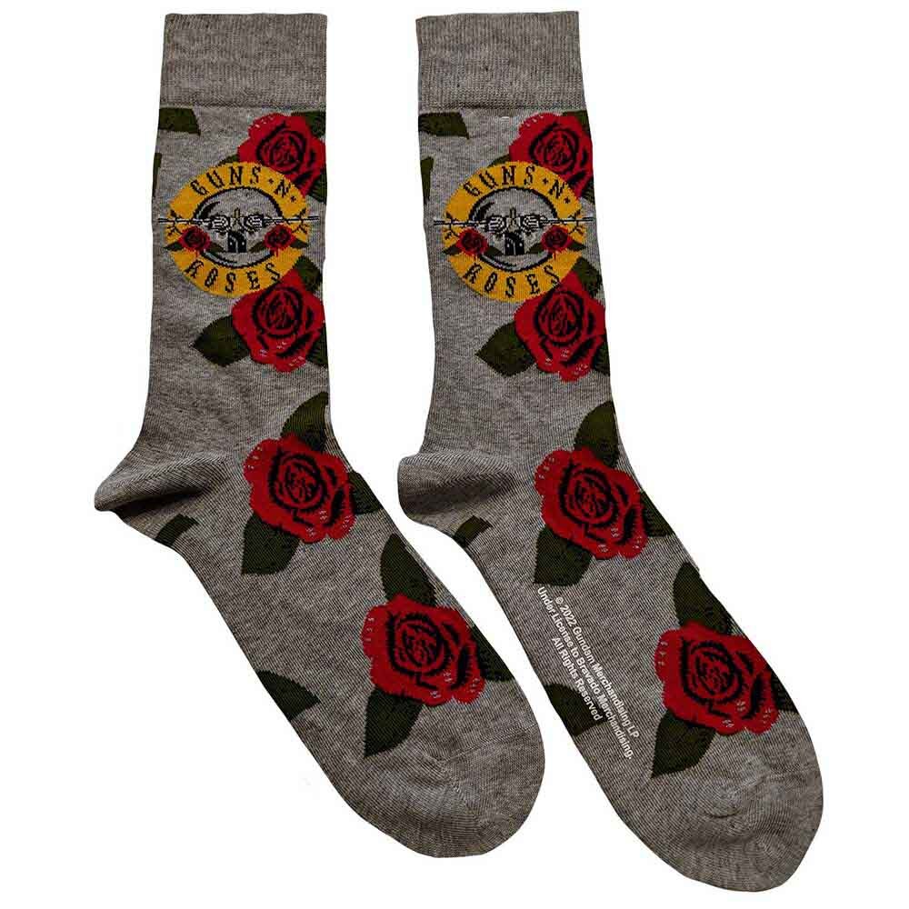 Guns N' Roses Bullet Roses Socks Grey New
