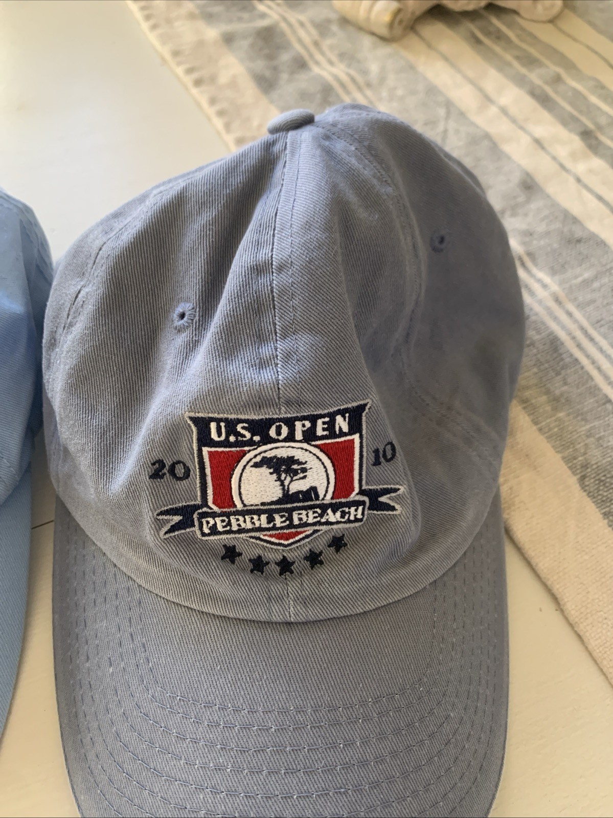2 USGA 2010 and 2019 US Open Pebble Beach Golf Adjustable Strap Back Caps (2)