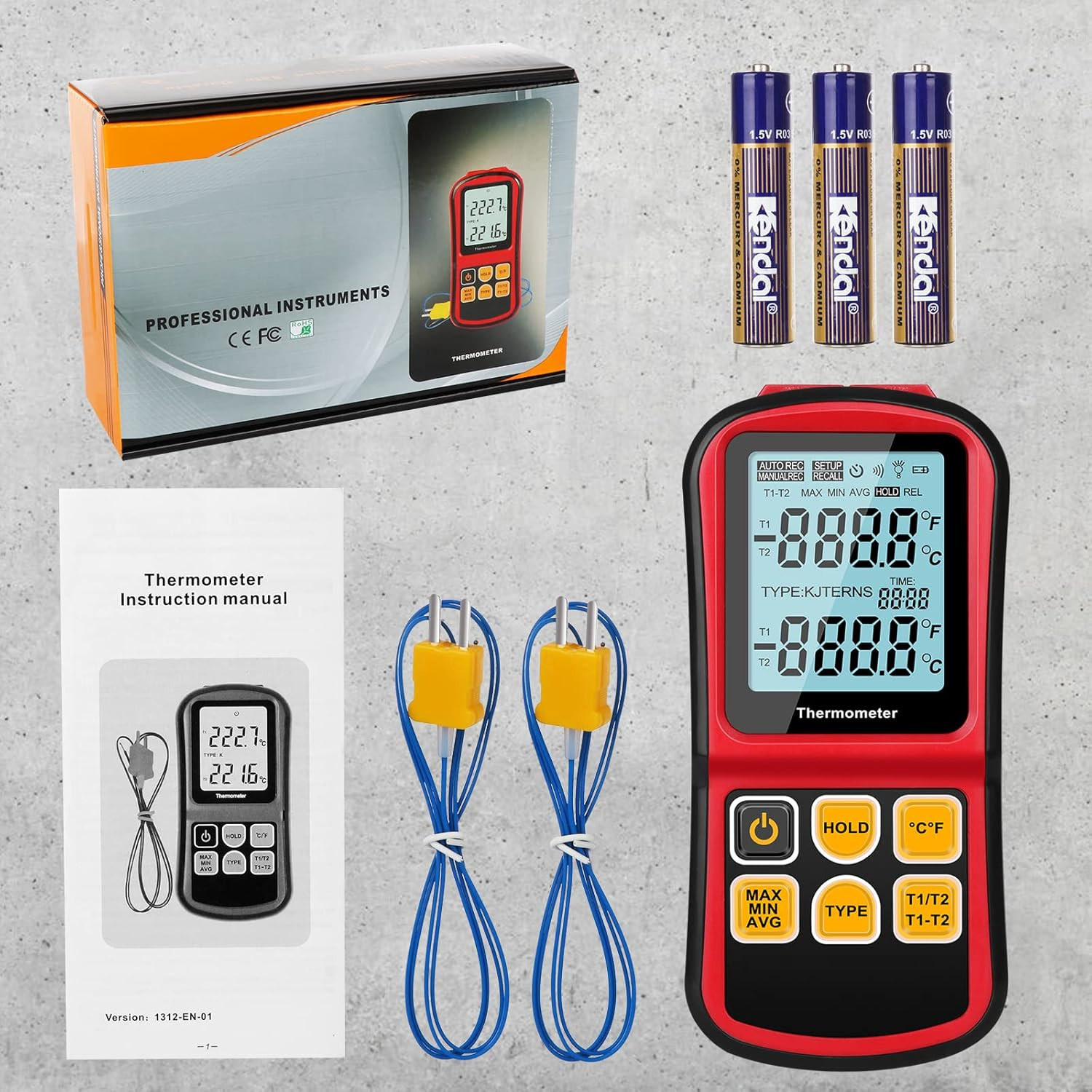 Digital Thermometer Dual Channel Thermometer Temperature Thermometer | Two K-Typ