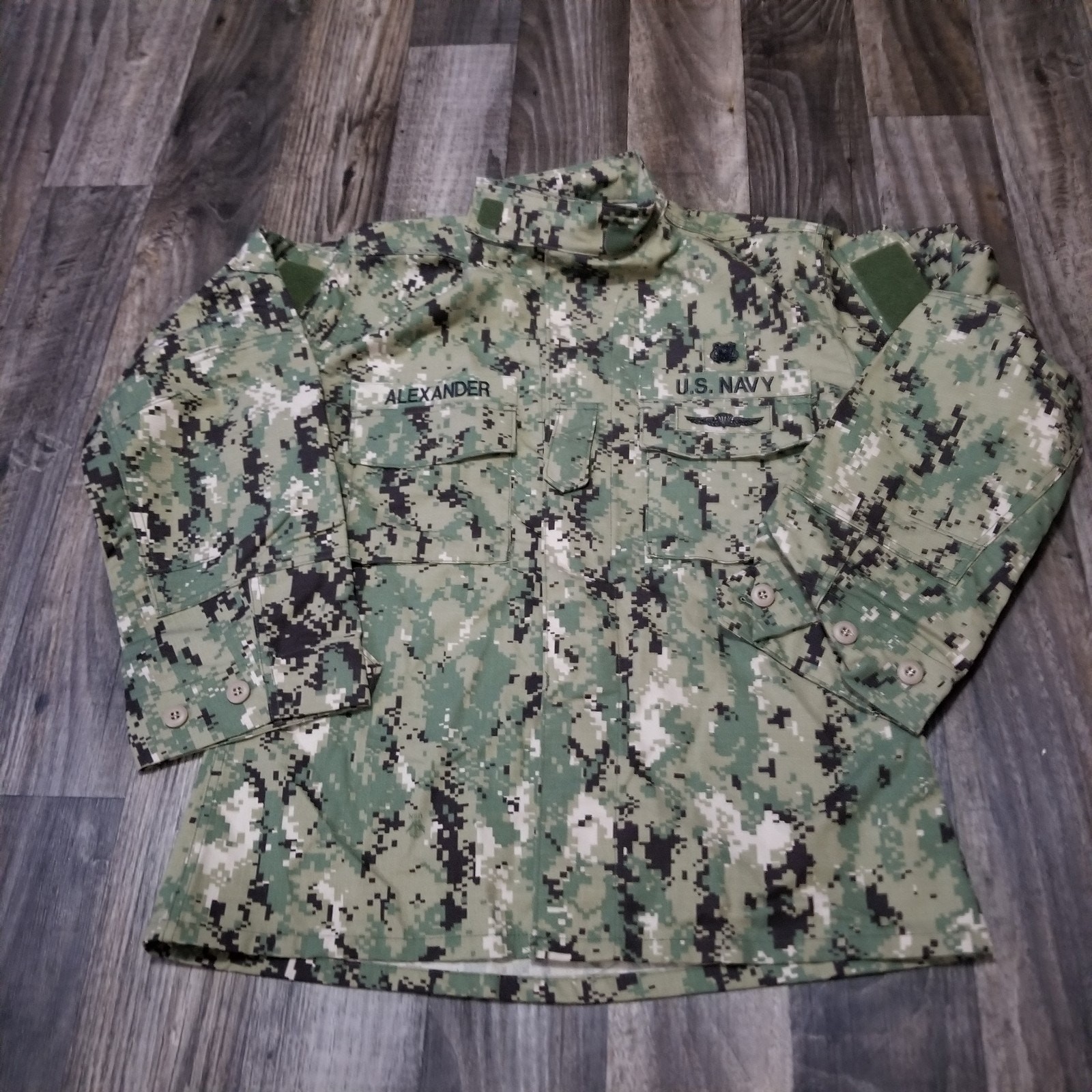 US Navy Working Uniform Type III Shirt Medium Regular Camo Blouse "Alexander"