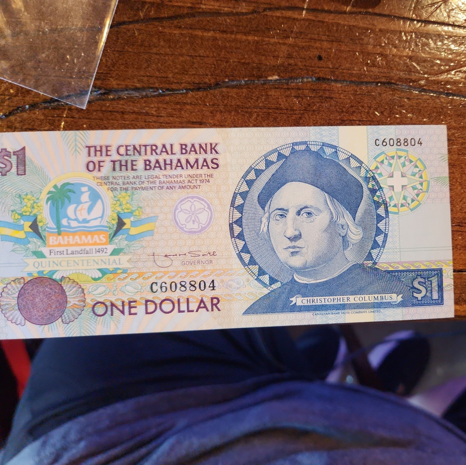 BAHAMAS,$1 , P#50, CHRISTOPHER COLUMBUS, ND(1992), COMMEMORATIVE ISSUE, UNC