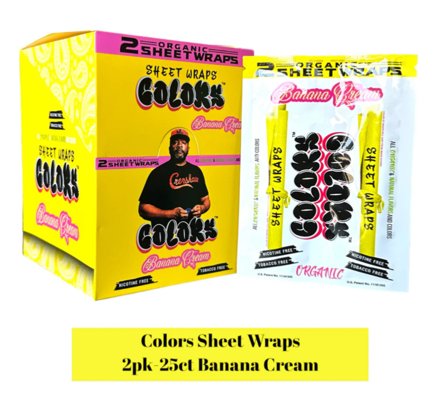 Colors Organic Flat Sheet Wraps Box 25/2ct Packs Banana Cream Mix N Match Boxes