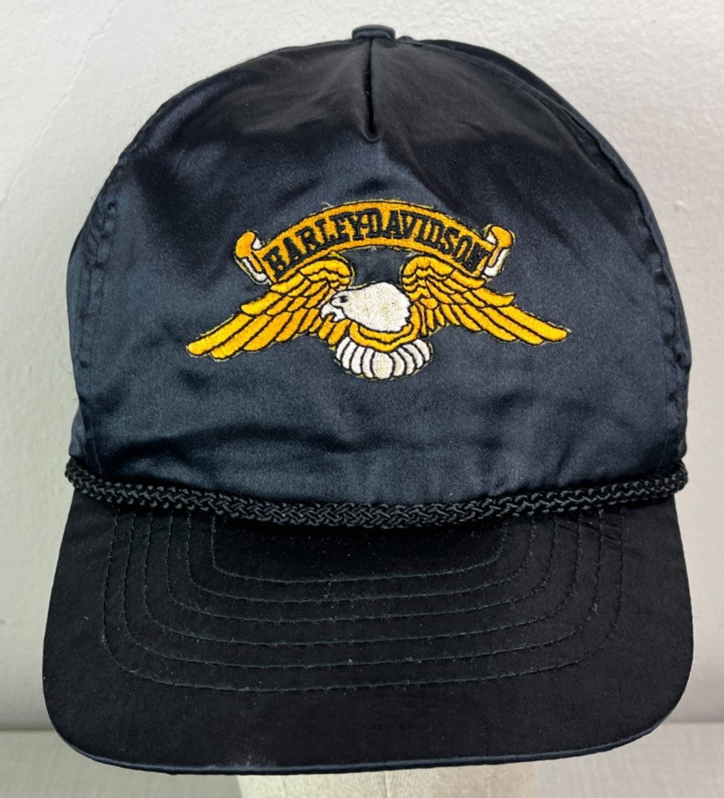 Vintage embroidered eagle Harley Davidson Iron on patch snapback hat cap satin
