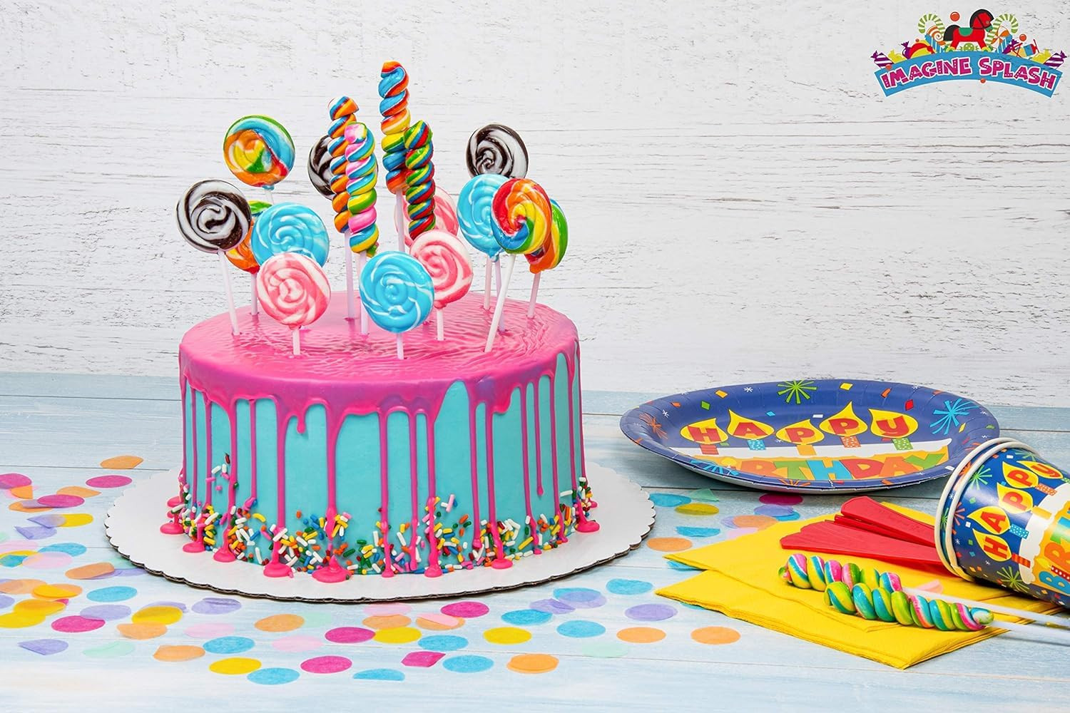 Rainbow Twisty Pops, 40 Pack | Individually Wrapped Swirl Lollipops | Bulk Candy