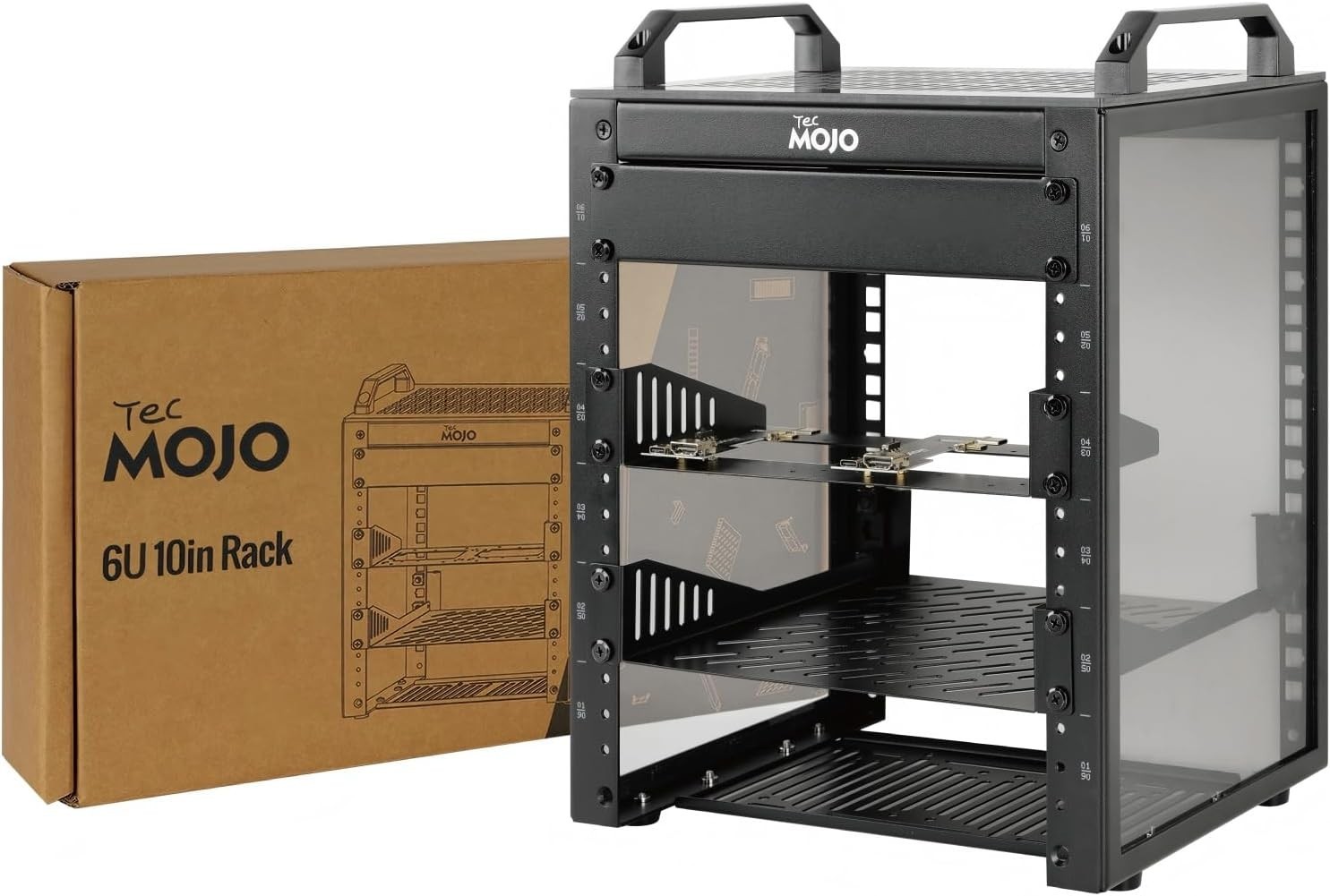 6U Network Rack, 10 inch Mini Server Rack with 2 Side Translucent Panels & 2 Top