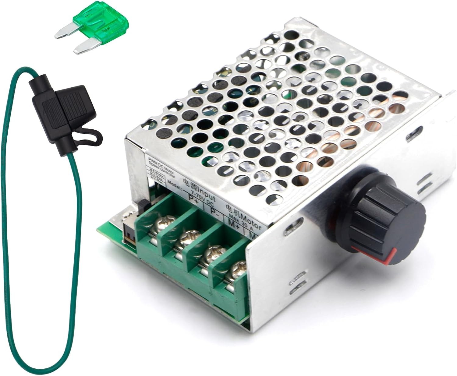 RioRand 7-70V PWM DC Motor Speed Controller 30A - Low Heat Aluminum Housing for