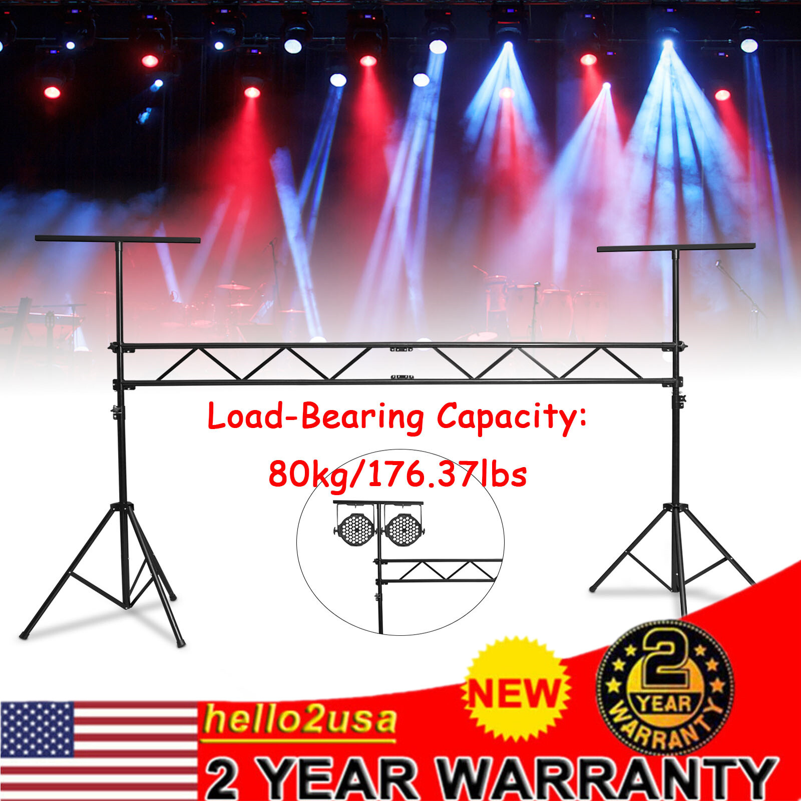 DJ Light Stand Rack T-Bar Lighting Trussing Stage Audio Light Truss Professional